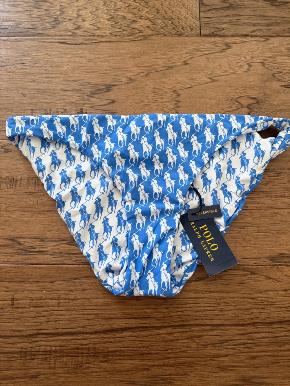 Polo by Ralph Lauren Blue and White Reversible Logo Bikini Bottoms